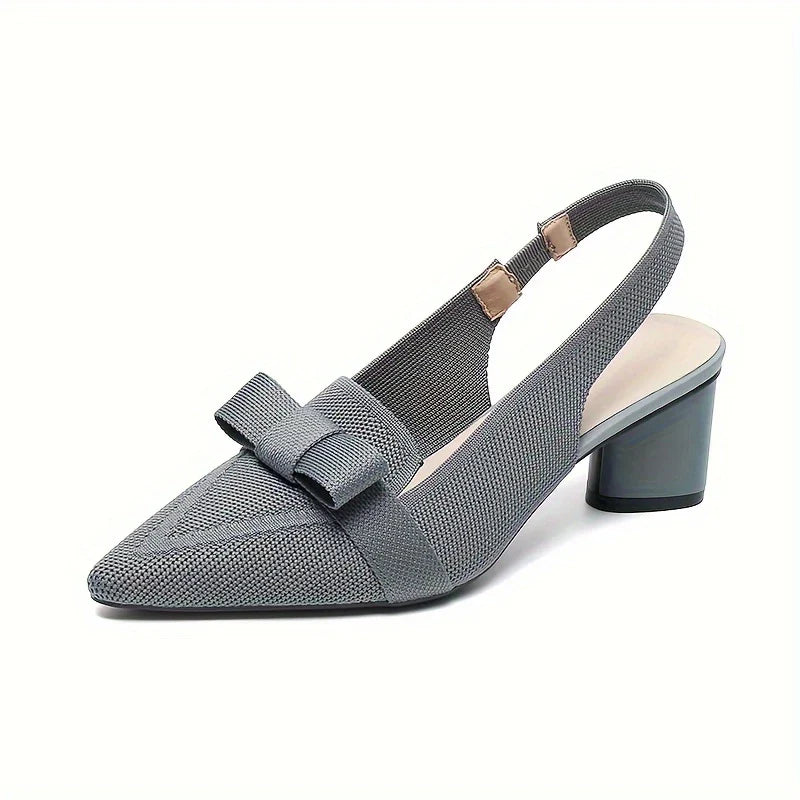 Caelina – Pointed Toe and Bow Slingback Block Heels