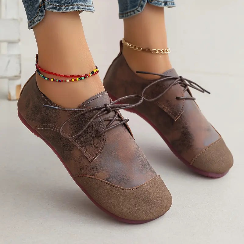 Elvessa – Stylish Lace-up Shoes Made of Oxford Leather