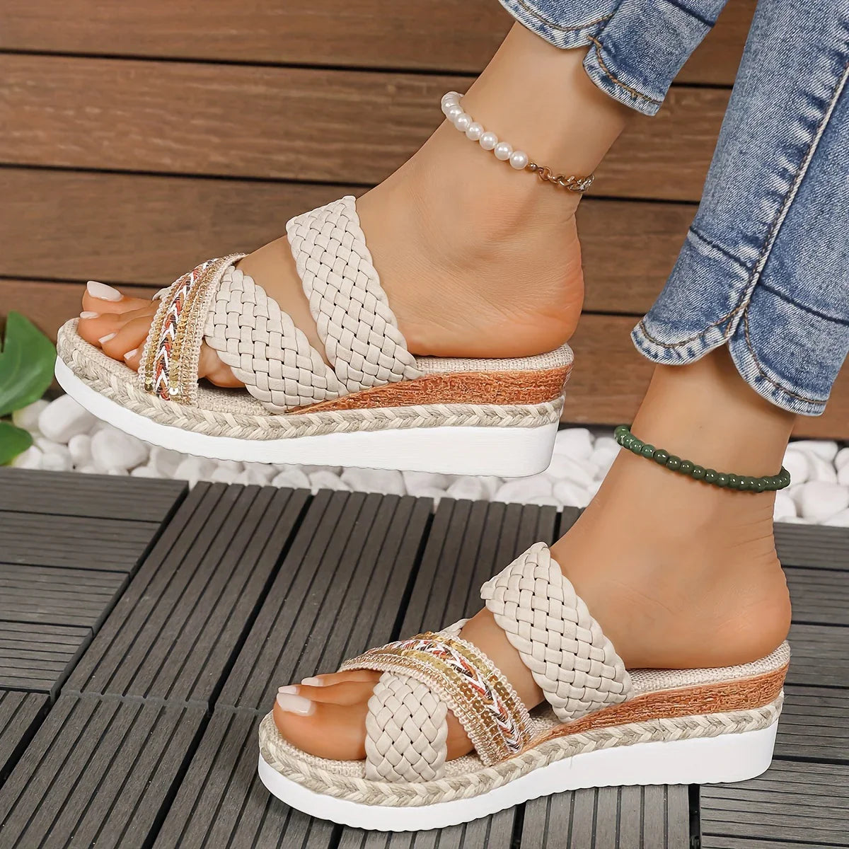 Vaila – Stylish Woven Wedge Sandals