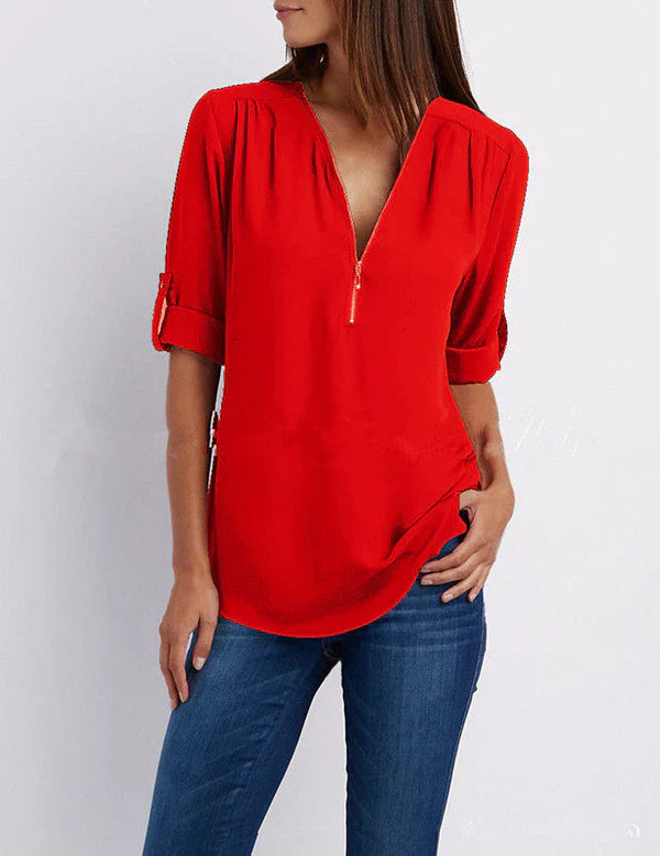 Peony – Stylish Half-zip Blouse