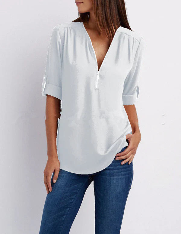 Peony – Stylish Half-zip Blouse