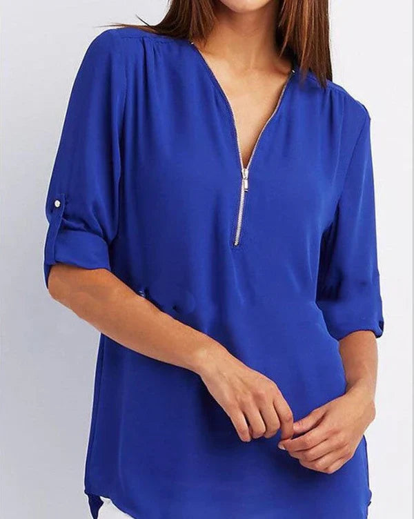 Peony – Stylish Half-zip Blouse