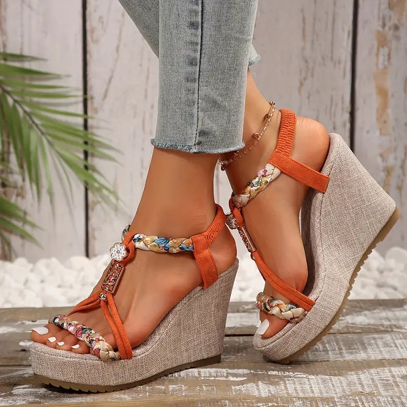 Iris – Vibrant Woven Wedge Sandals