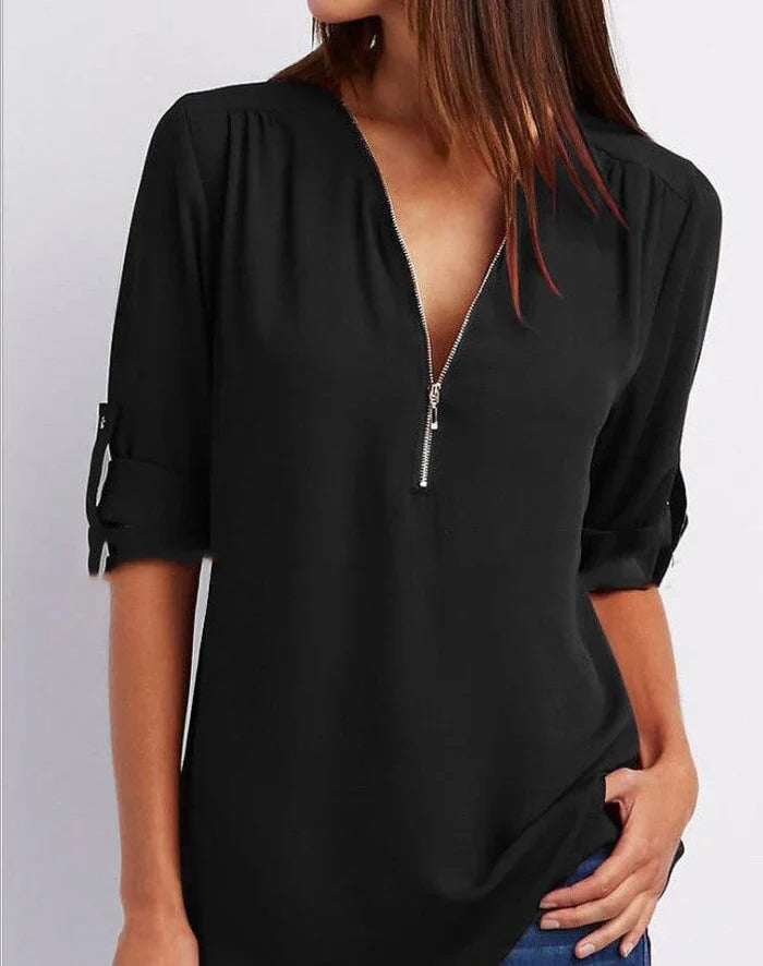 Peony – Stylish Half-zip Blouse
