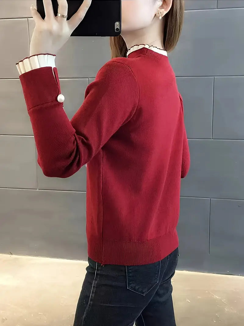 Quinn – Elegant Cotton Ruffled Collar Top