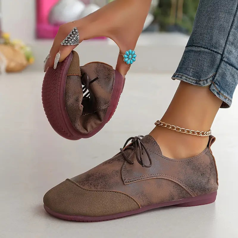 Elvessa – Stylish Lace-up Shoes Made of Oxford Leather