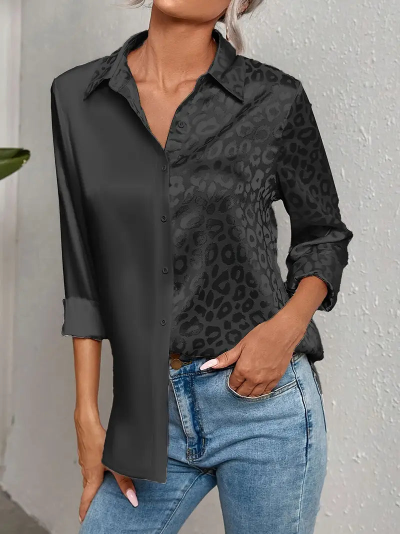 Lenoria – Elegant Satin Button Down Blouse