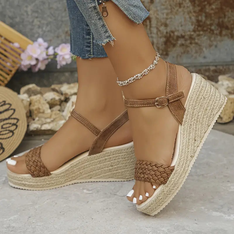 Helena – Jute Wedge Sandals with Braided Strap