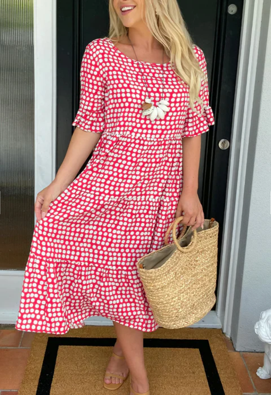Mikayla – Round Neck Dress with Polka Dots