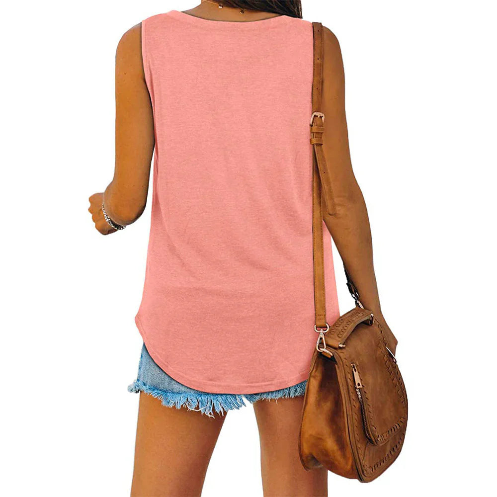Elunara - Cotton Sleeveless V-neck Top
