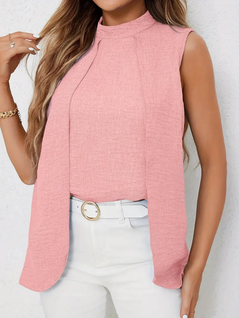 Zyra – Stylish Sleeveless Blouse with High Collar