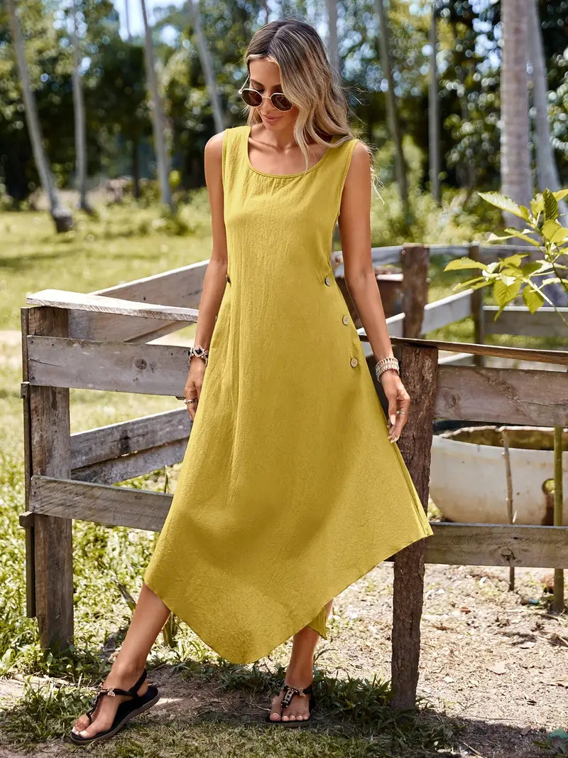 Joia – Boho-chic Dress with Sleeveless Handkerchief Hem