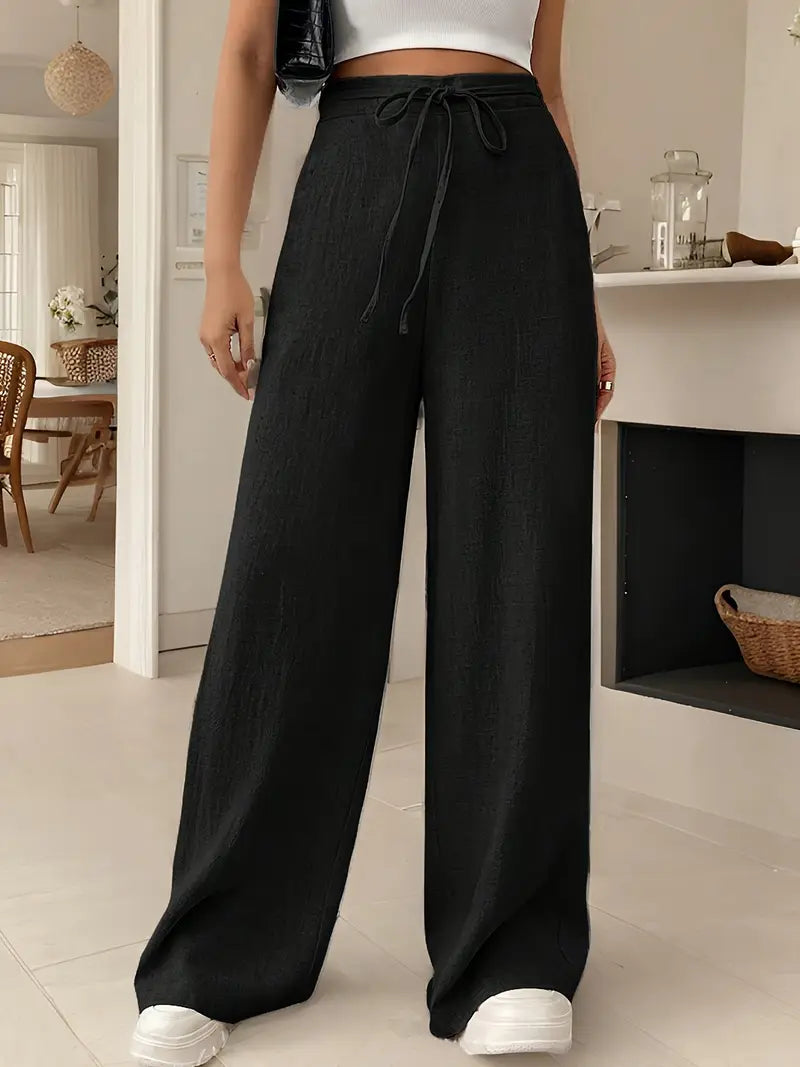 Yara – High-waisted Wide-leg Drawstring Lounge Pants