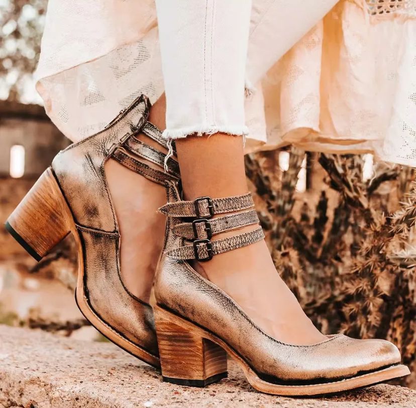 Cosette - Vintage Leather Ankle Strap Sandals