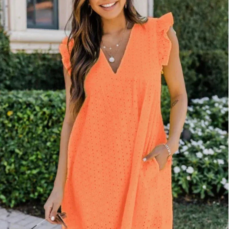 Claudia - Elegant Eyelet Embroidery Mini Dress