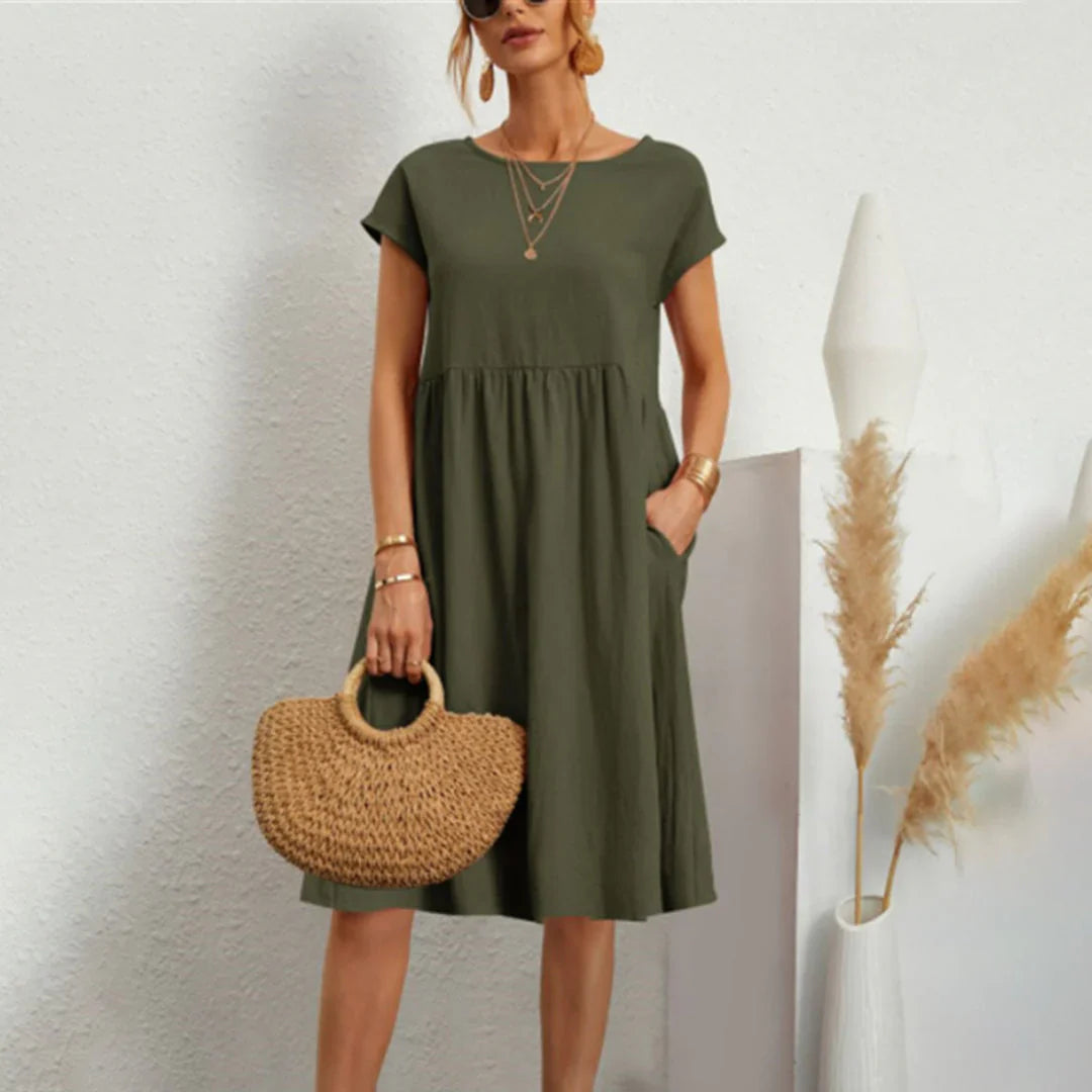 Abitha – Casual Cotton Dress with A-line Pocket