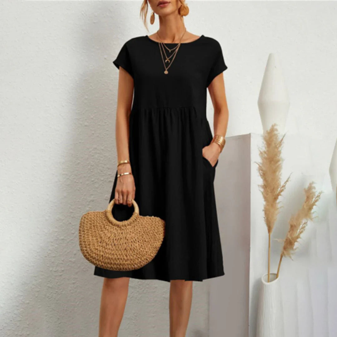 Abitha – Casual Cotton Dress with A-line Pocket