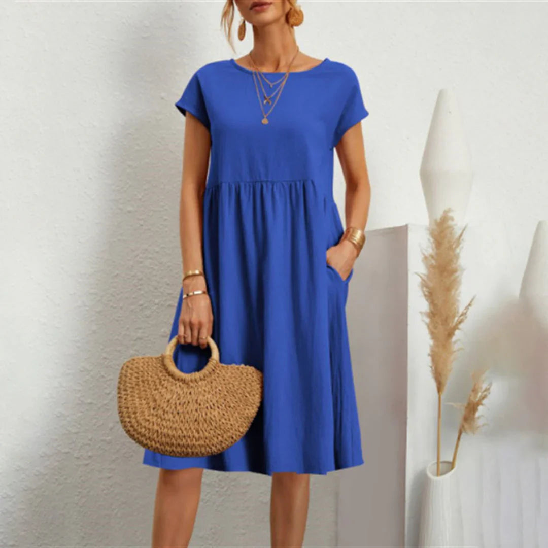 Abitha – Casual Cotton Dress with A-line Pocket