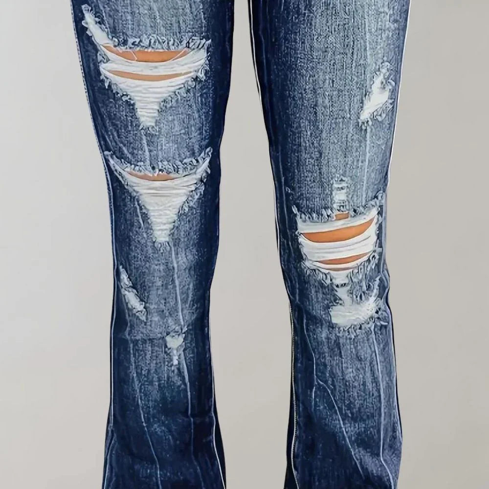Lunareth – Stylish Distressed Flared Jeans