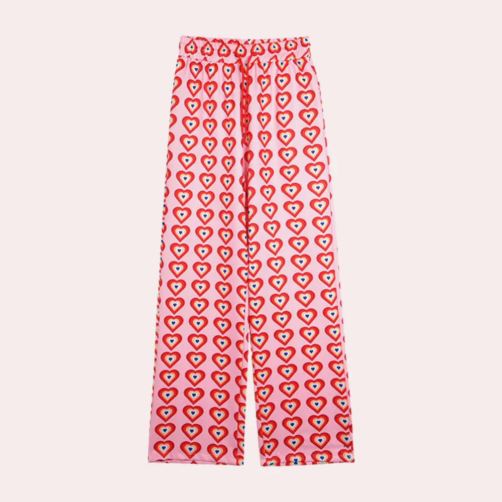 Drearielle – Wide Trousers with Heart Print