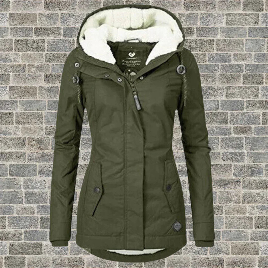 Pleated cotton coat with hood