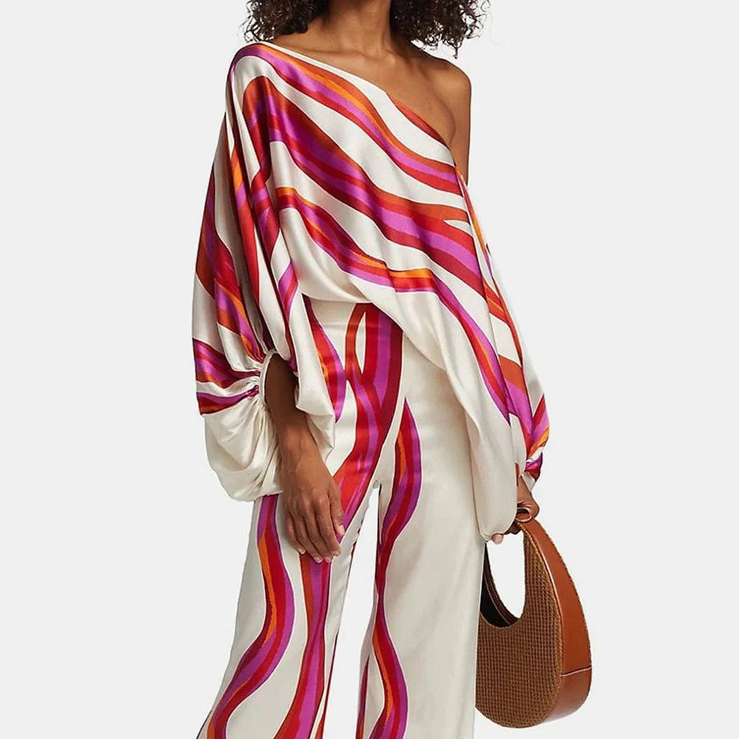 Irene – Elegant Printed Off-shoulder Two-piece Set