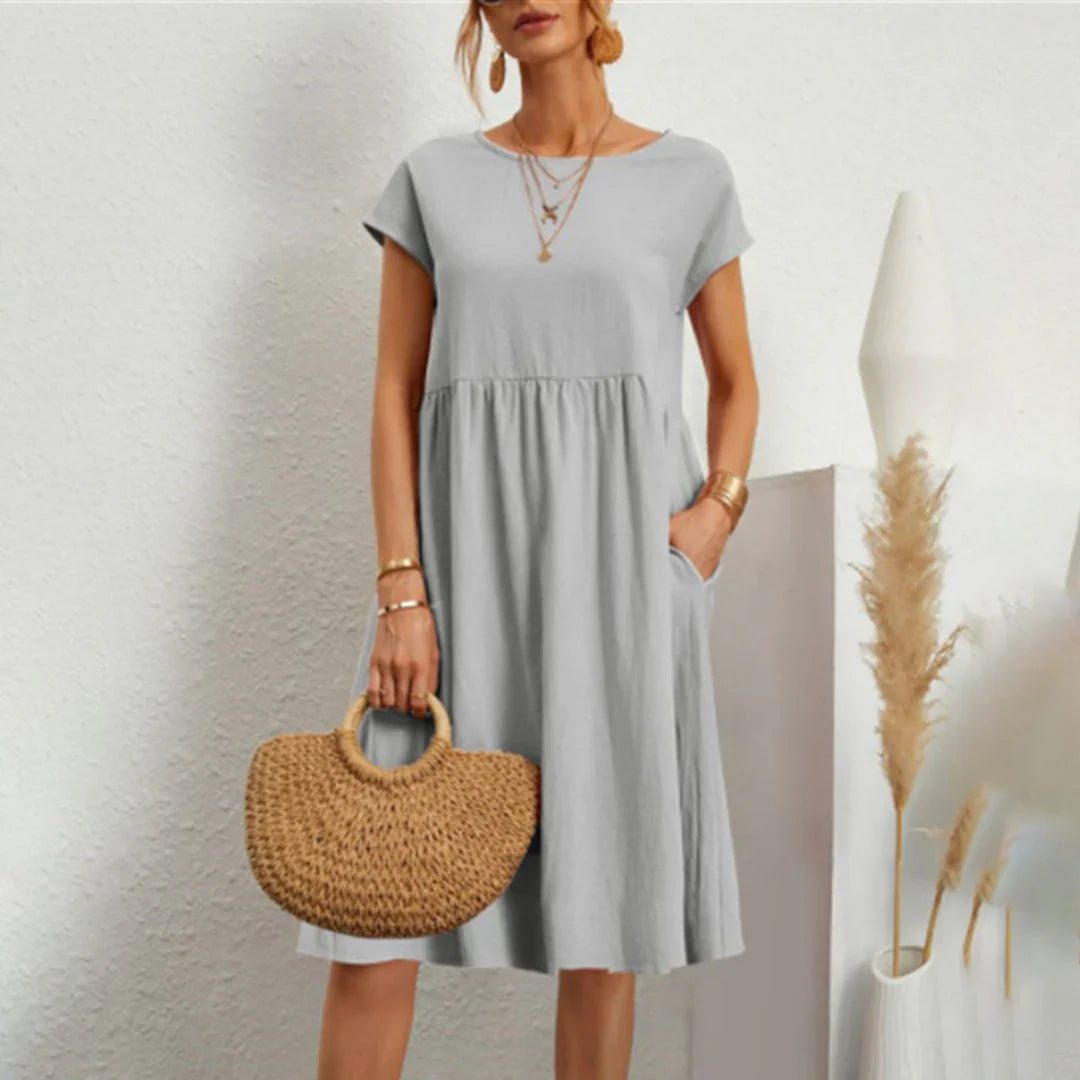 Abitha – Casual Cotton Dress with A-line Pocket