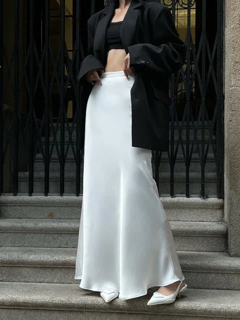 Thessia – Elegant Flared Satin Skirt
