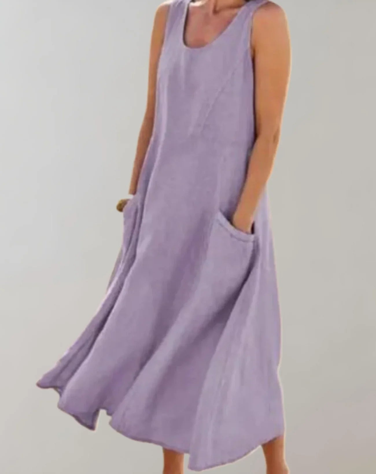 Jolie - Sleeveless Cotton Linen Midi Dress
