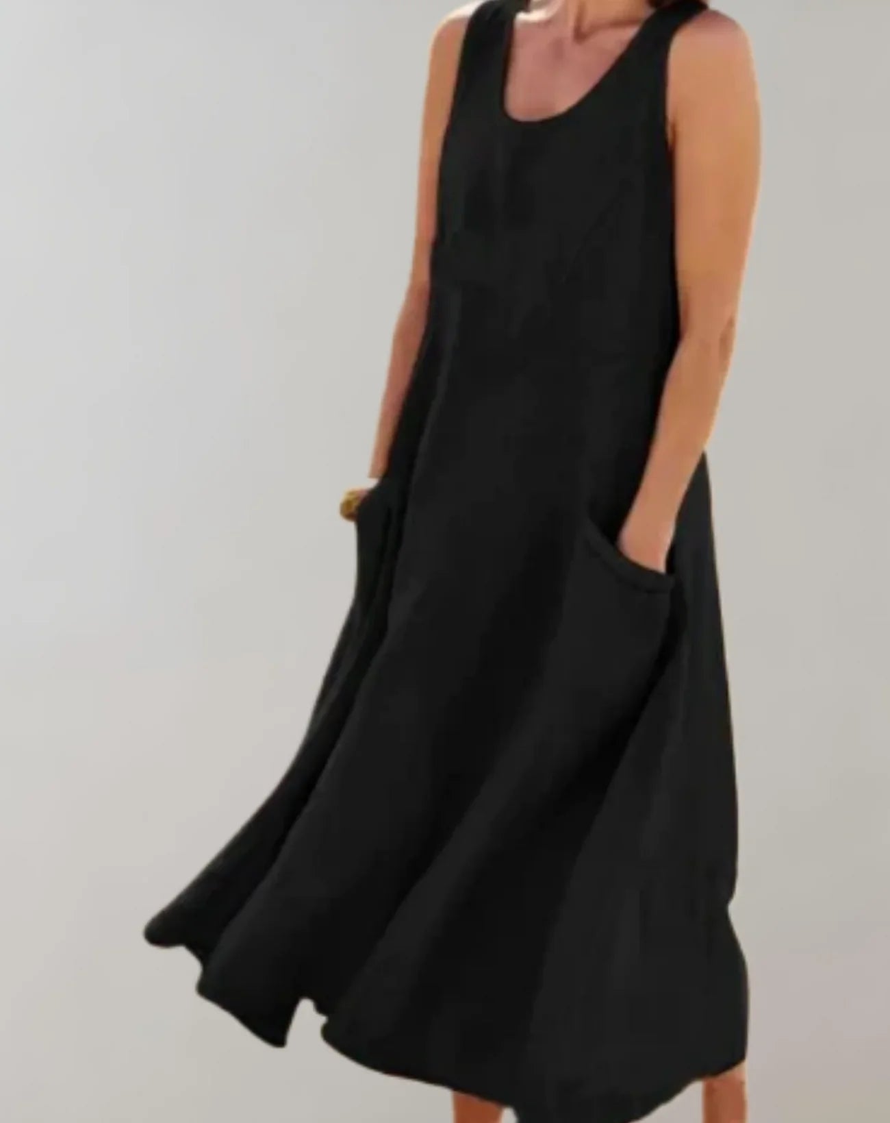 Jolie - Sleeveless Cotton Linen Midi Dress
