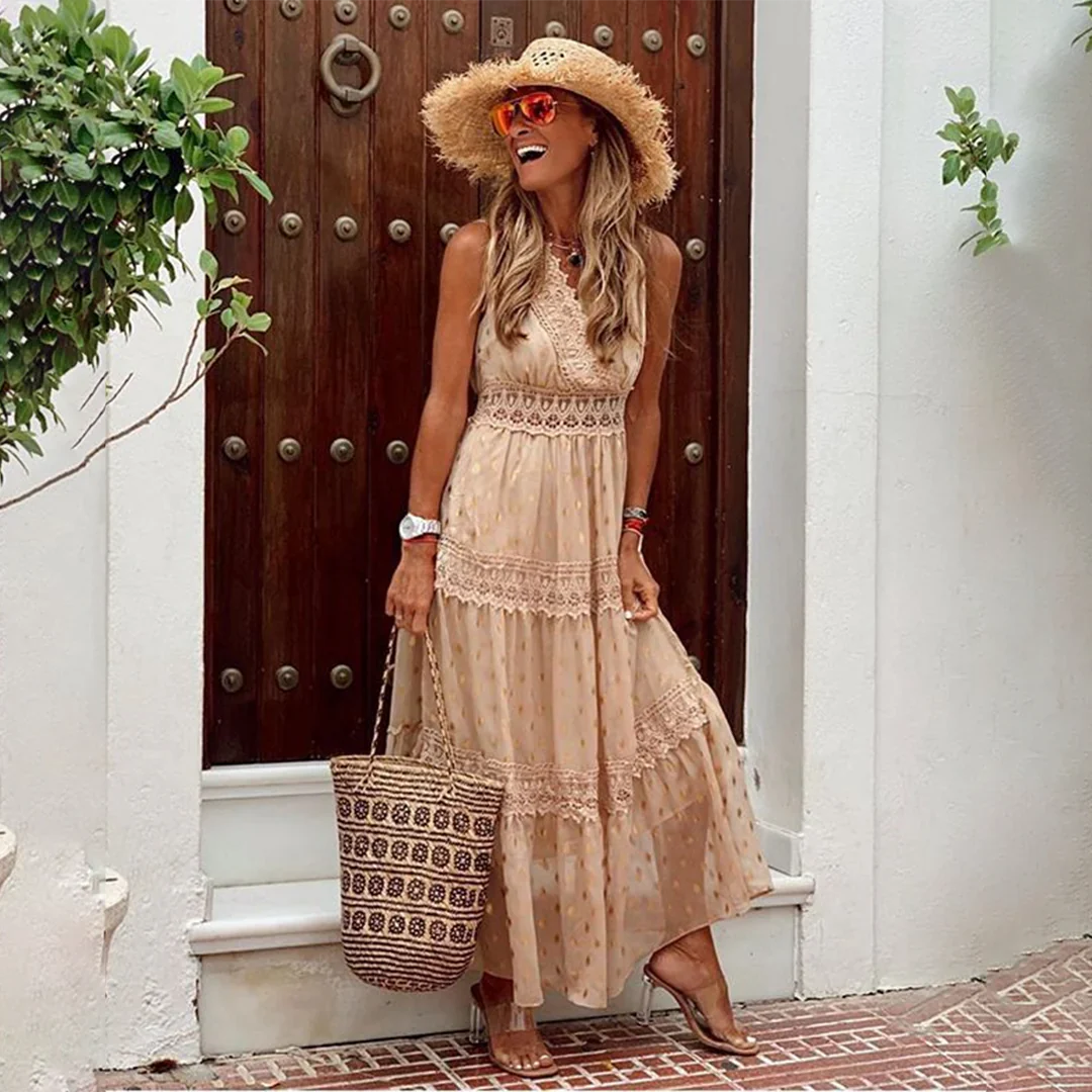 Kenra – Boho-chic Polka Dot Maxi Dress