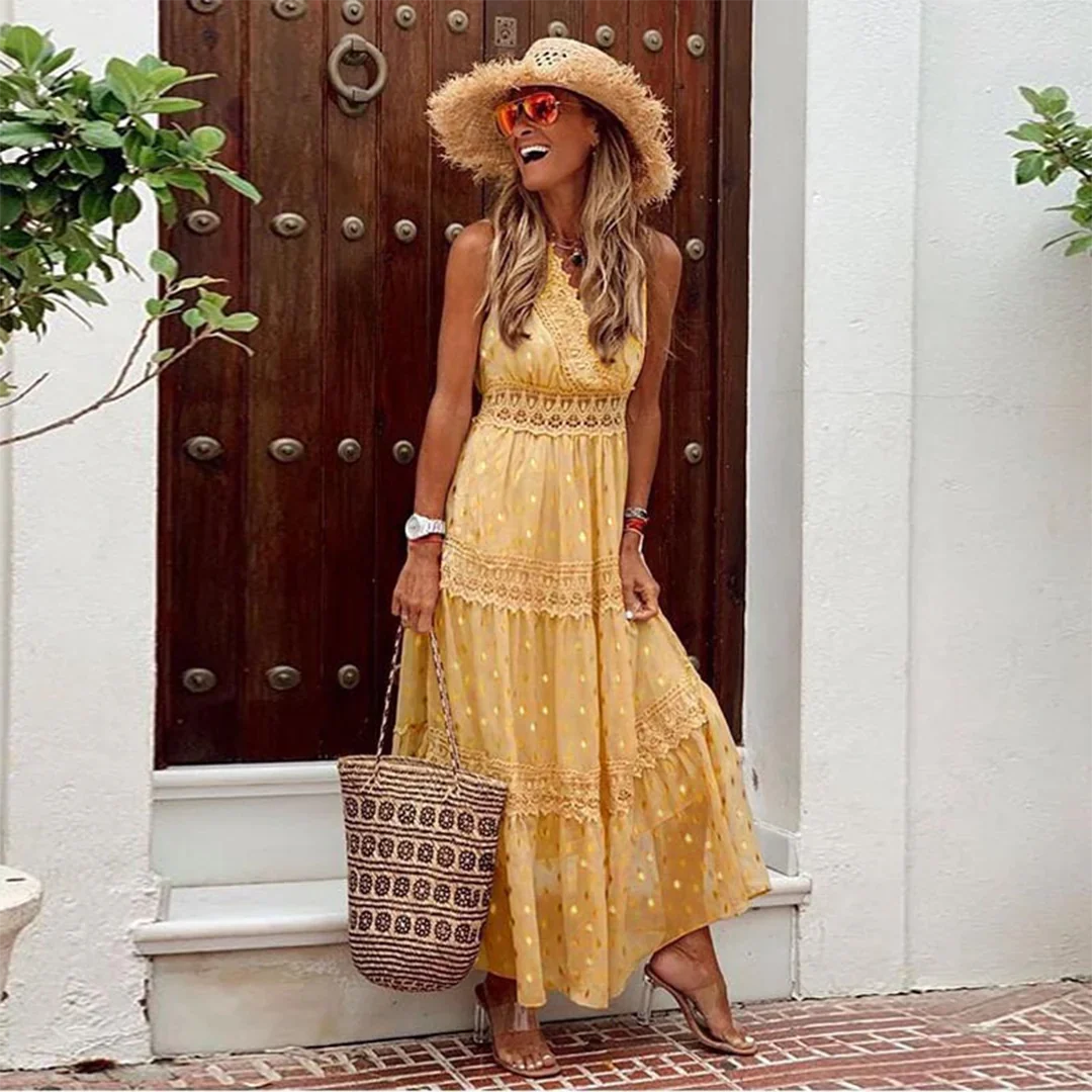 Kenra – Boho-chic Polka Dot Maxi Dress