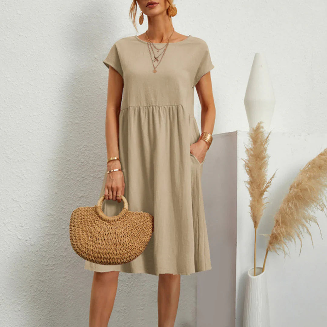Abitha – Casual Cotton Dress with A-line Pocket