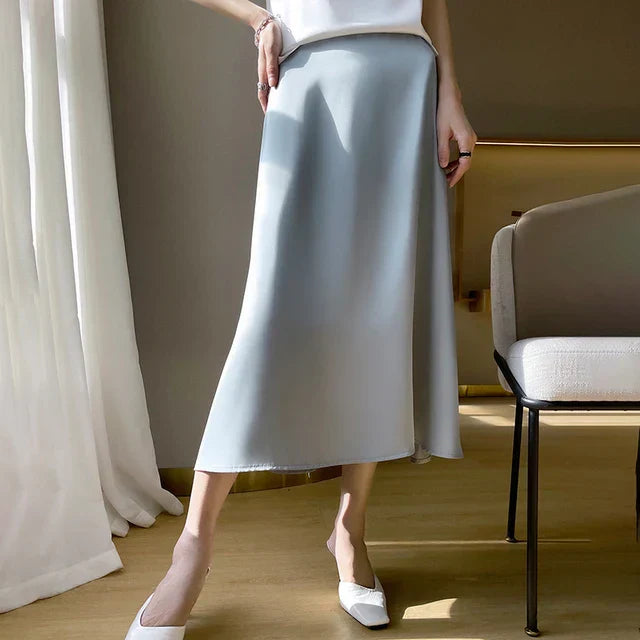 Brivelle – Elegant Satin Midi Skirt