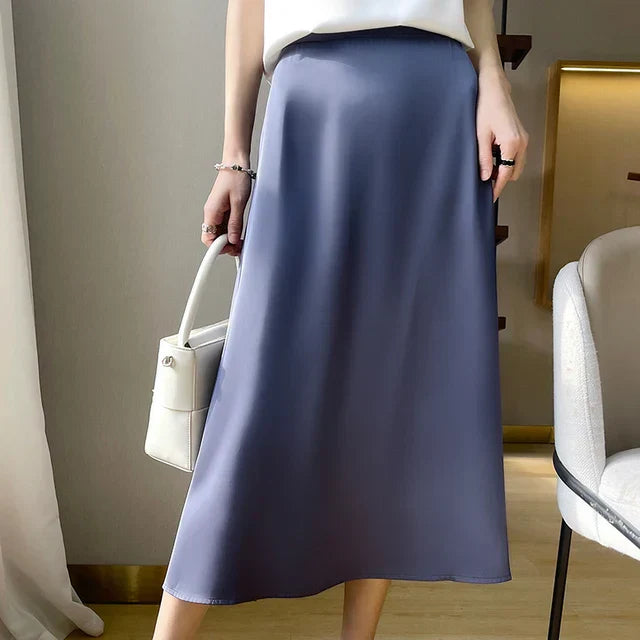 Brivelle – Elegant Satin Midi Skirt