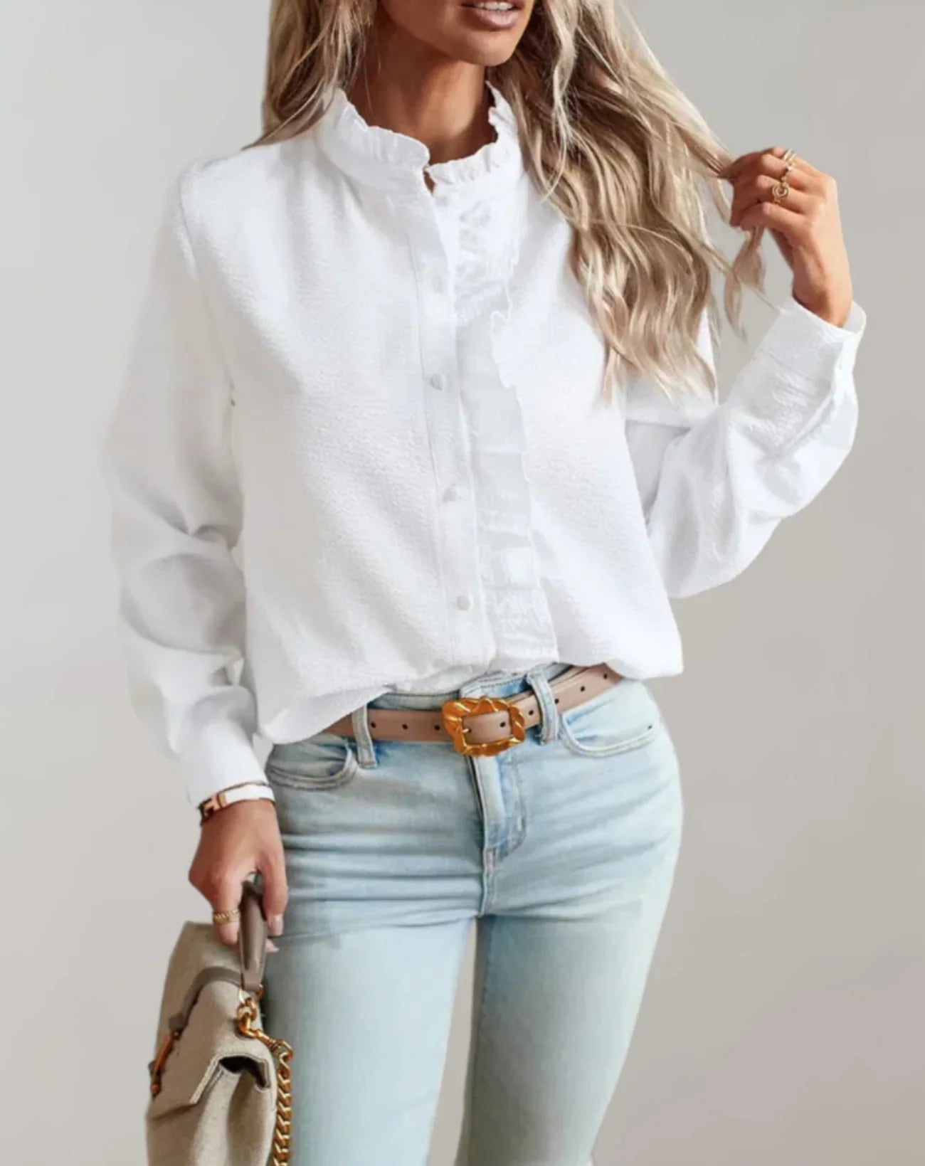Junia – Elegant Ruffled Long Sleeves Blouse