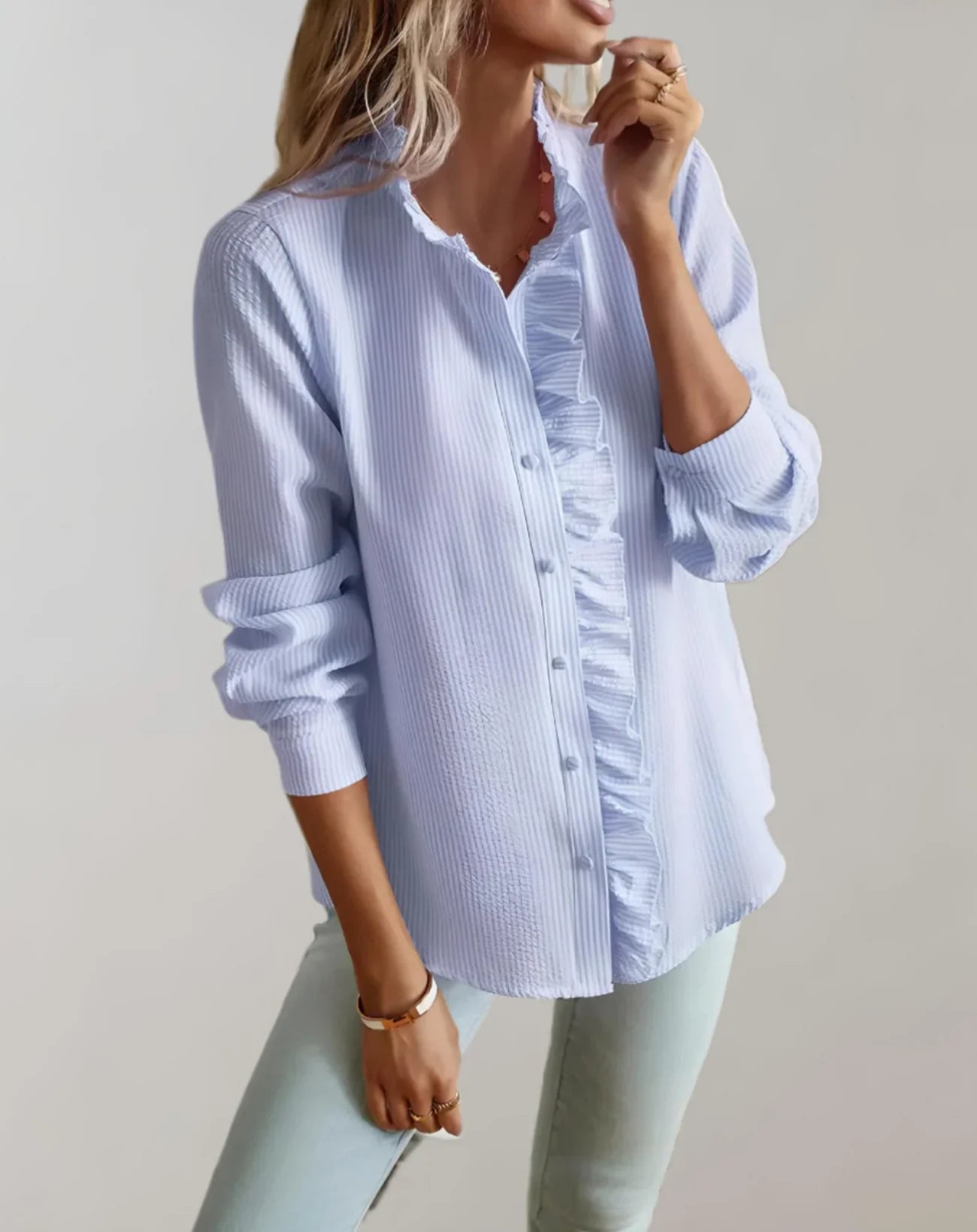Junia – Elegant Ruffled Long Sleeves Blouse