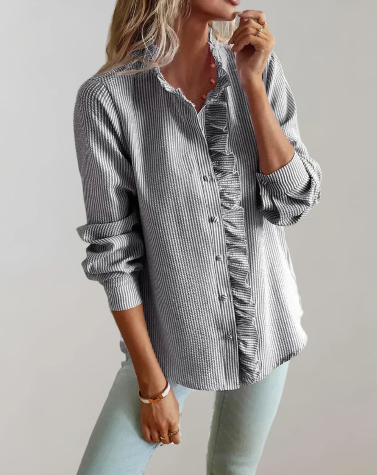 Junia – Elegant Ruffled Long Sleeves Blouse