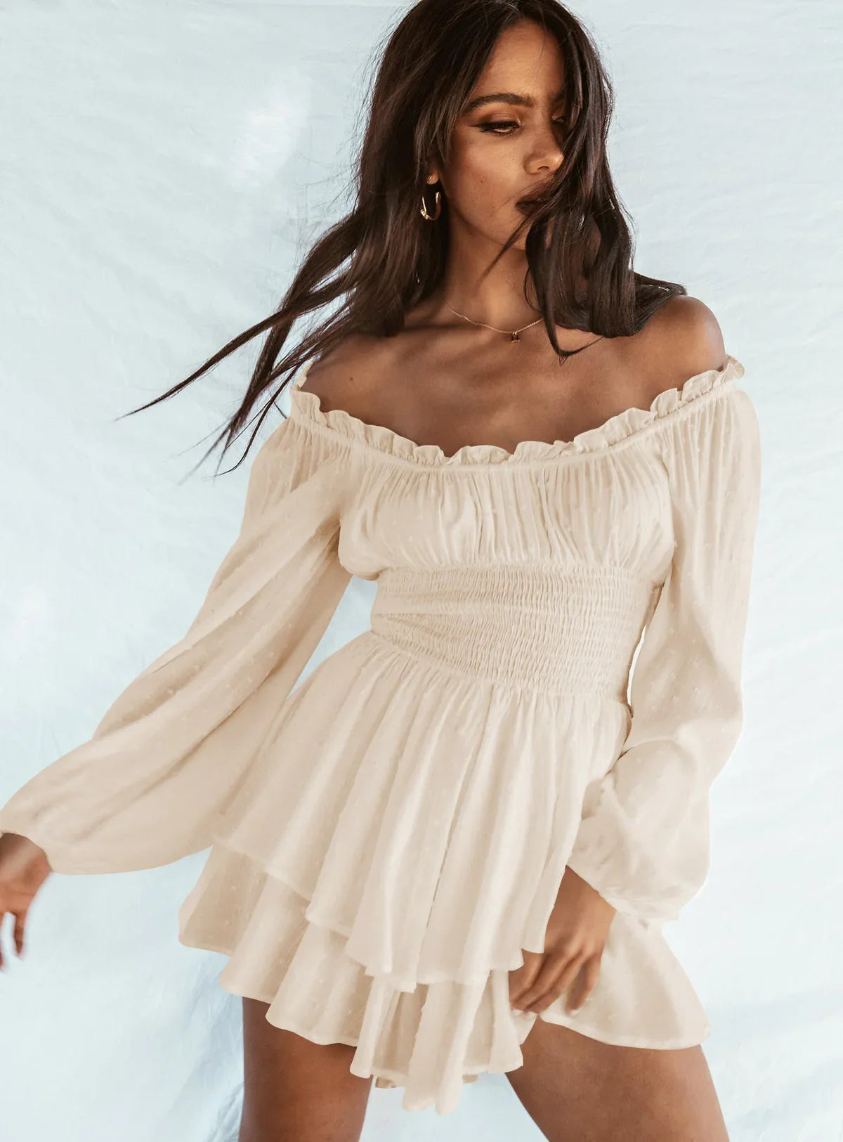 Thaliora – Stylish Off-shoulder Cotton Dress