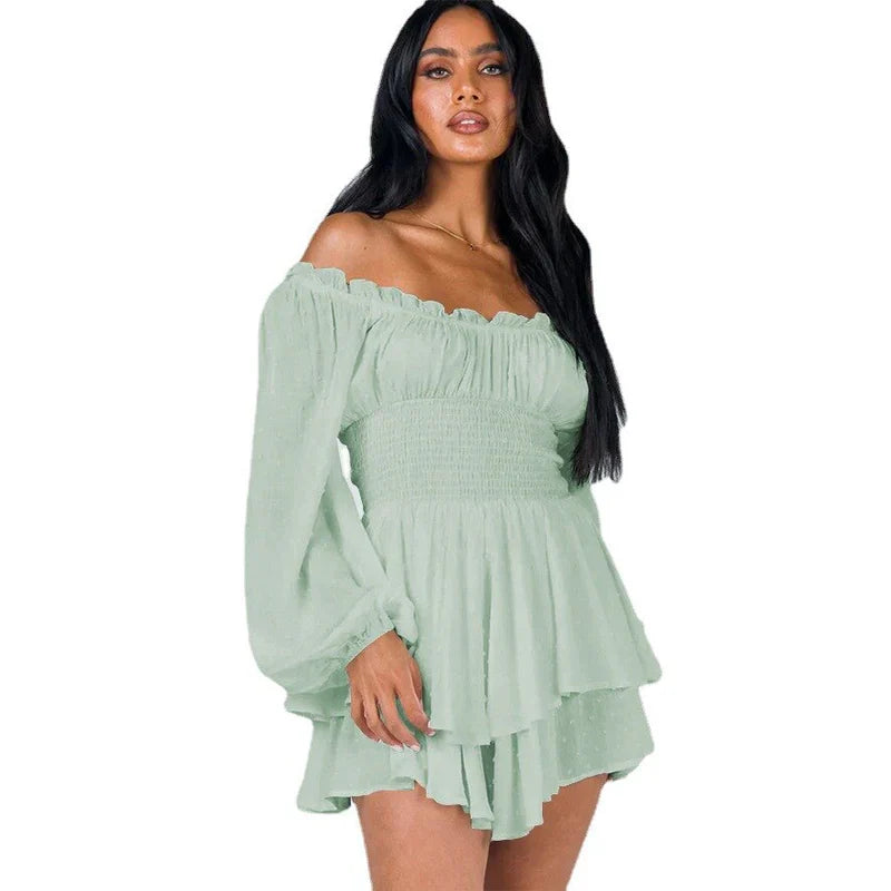 Thaliora – Stylish Off-shoulder Cotton Dress