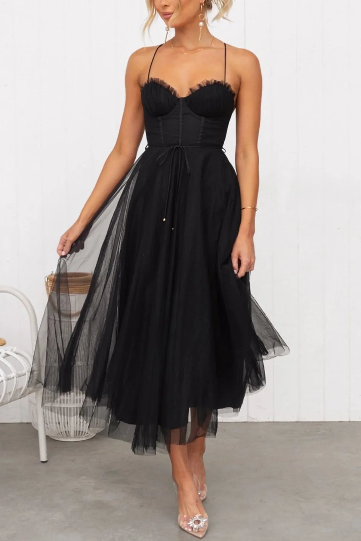 Jessa - Mesh Corset Lace Camisole Dress