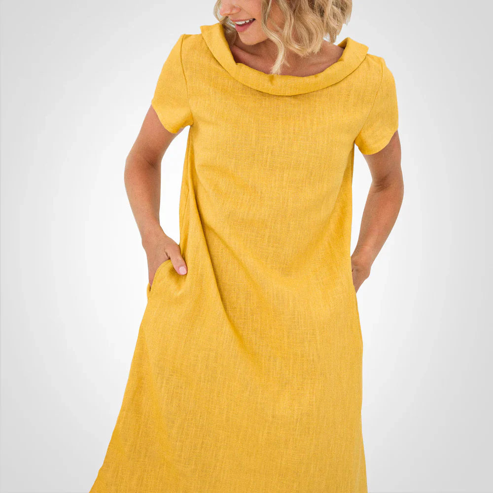 Anvika – Casual Short-sleeved Cotton Linen Dress