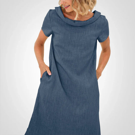 Anvika – Casual Short-sleeved Cotton Linen Dress