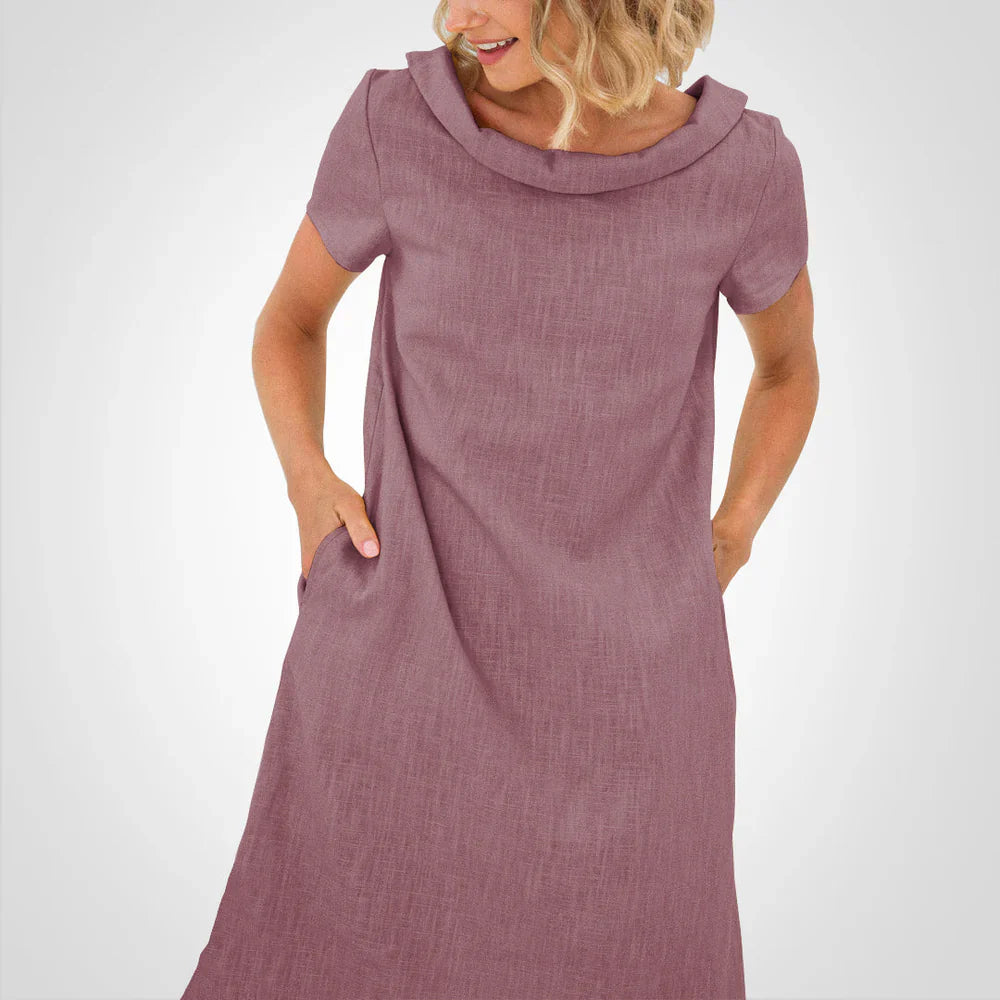 Anvika – Casual Short-sleeved Cotton Linen Dress