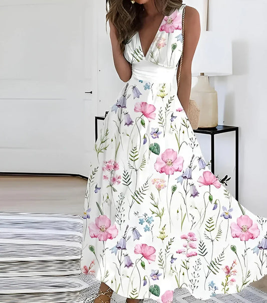 Mirethiel – Elegant Floral Maxi Dress