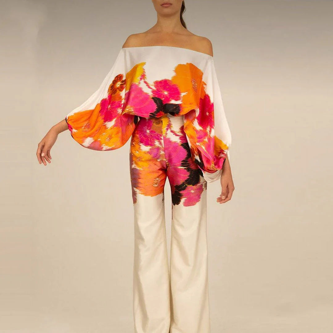 Irene – Elegant Printed Off-shoulder Two-piece Set