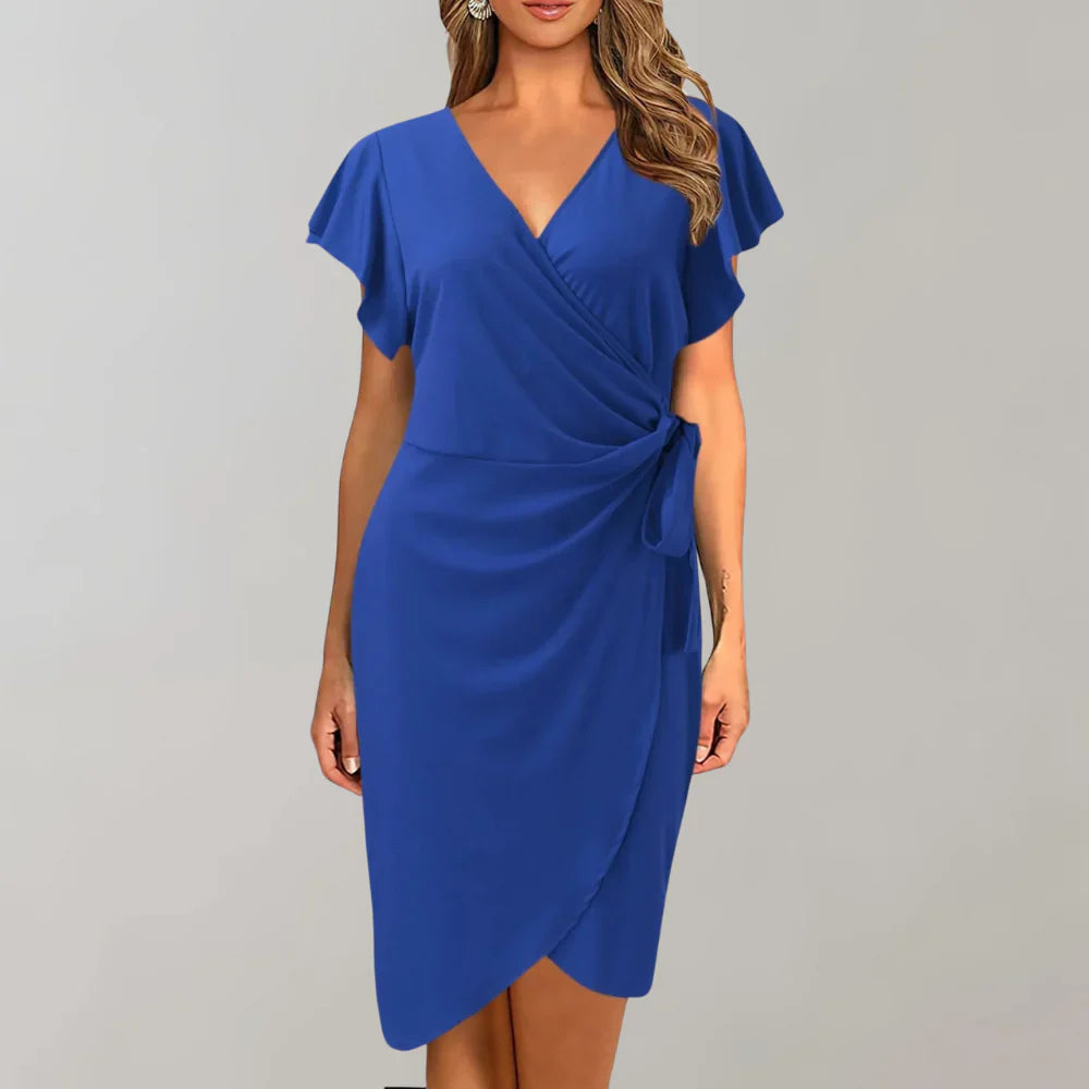 Serena – Flutter Sleeves Wrap Dress
