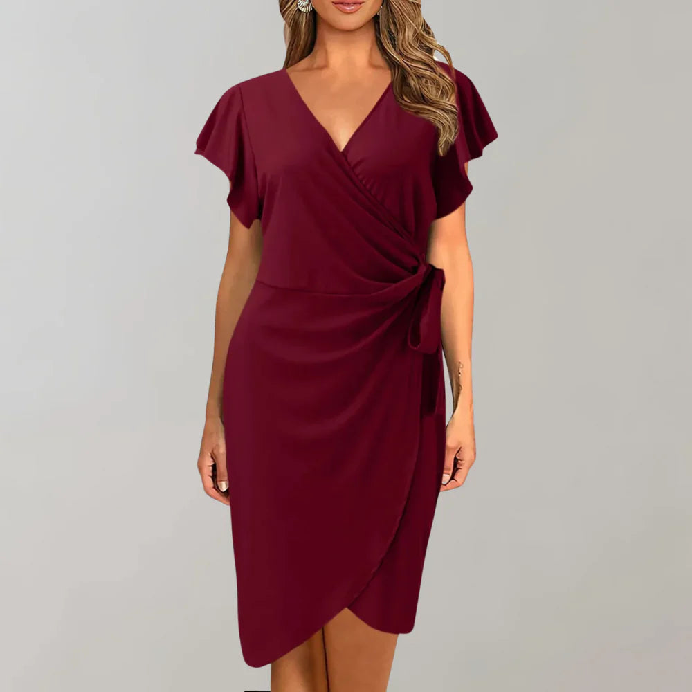 Serena – Flutter Sleeves Wrap Dress