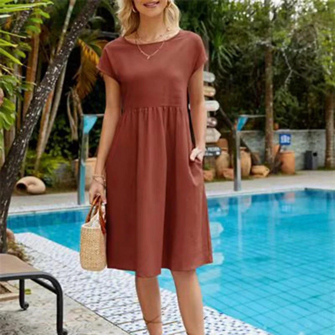 Abitha – Casual Cotton Dress with A-line Pocket