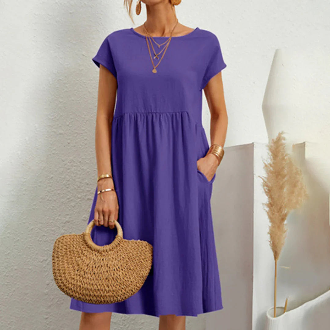 Abitha – Casual Cotton Dress with A-line Pocket